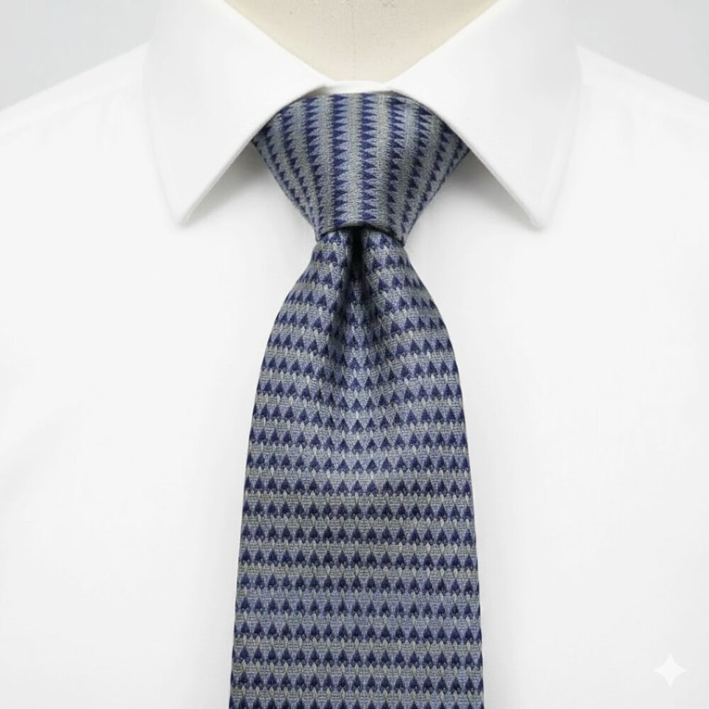 Kenneth Cole Reaction Silk Tie Geometric Blue Beige